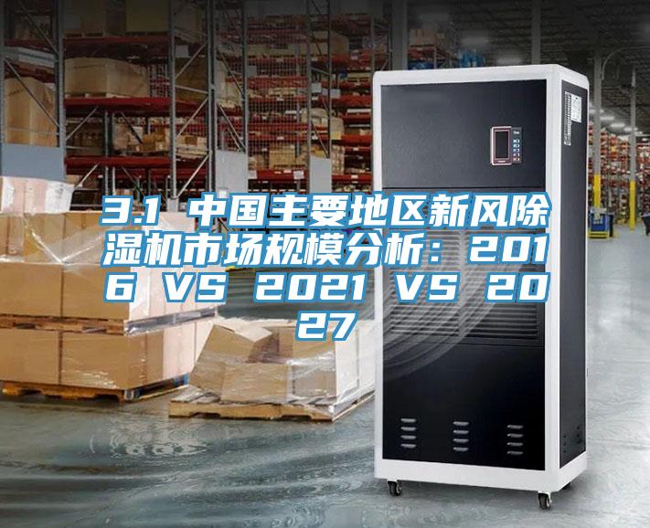3.1 中國主要地區(qū)新風(fēng)除濕機市場規(guī)模分析：2016 VS 2021 VS 2027