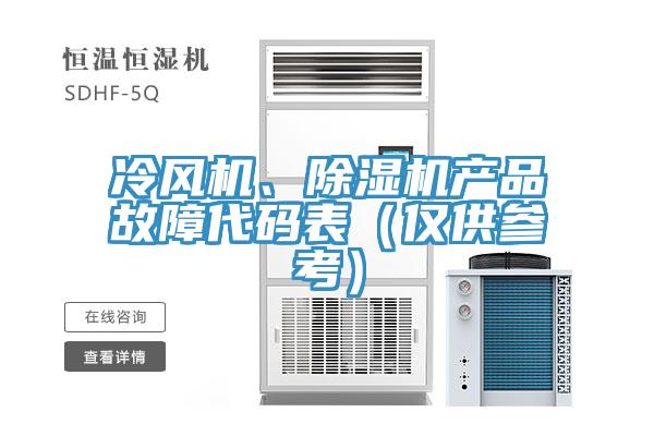 冷風機、除濕機產品故障代碼表（僅供參考）